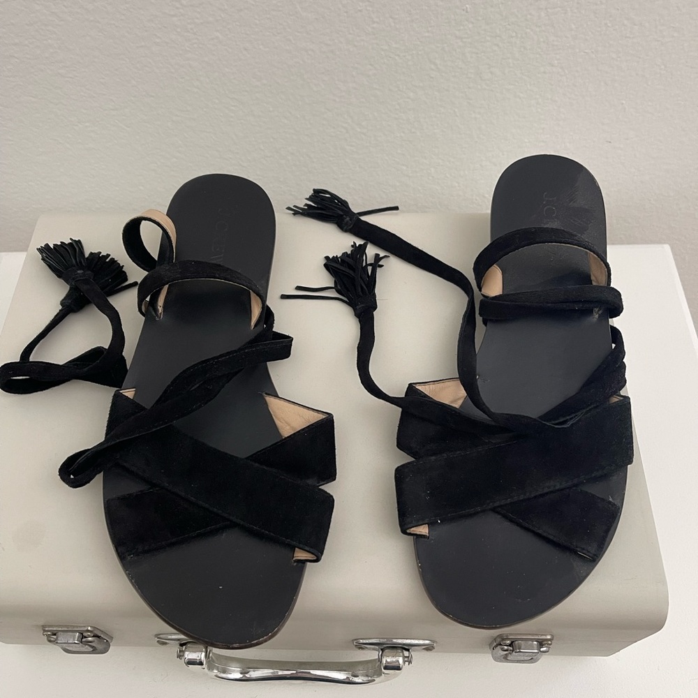 J. Crew suede ankle tie sandals